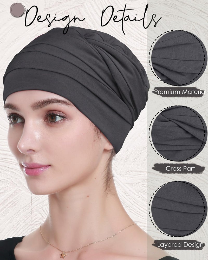 Alnorm Breast Cancer Headwear Chemotherapy Cap Head Wraps Grey - Image 2